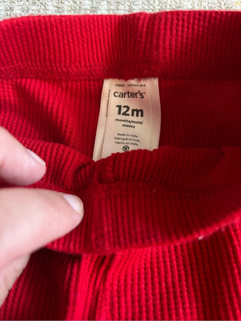 Carter's Bright Red Ribbed Leggings